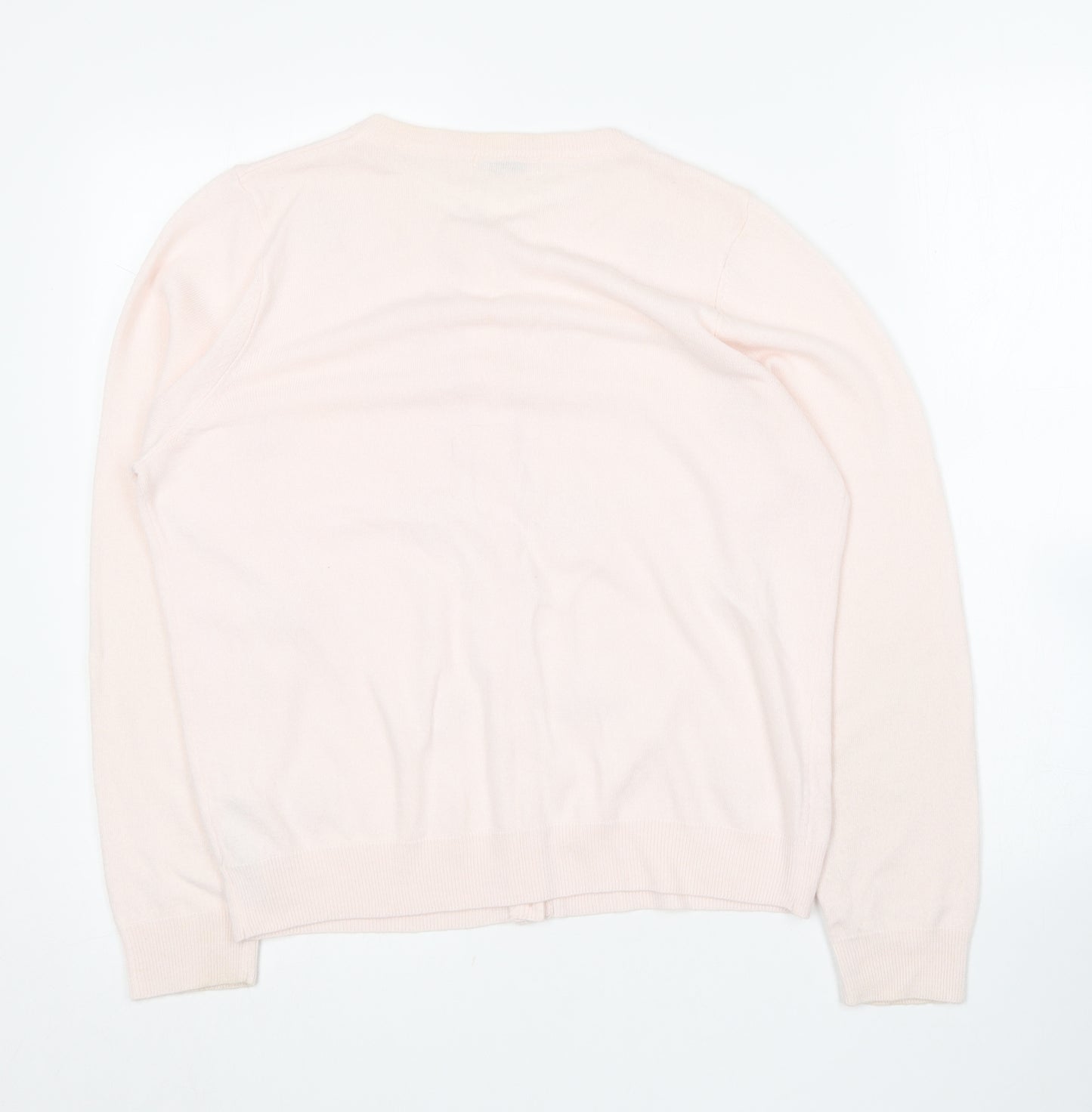 Marks and Spencer Womens Pink Round Neck  Acrylic Cardigan Jumper Size 14