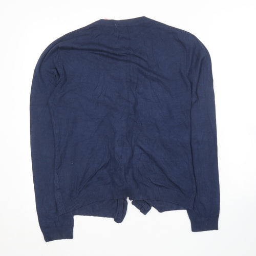 FAM Womens Blue Round Neck  Cotton Cardigan Jumper Size M