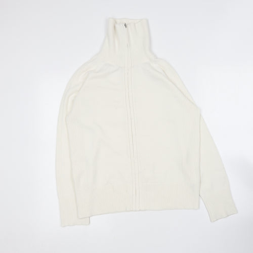 George Womens Ivory Collared  Acrylic Full Zip Jumper Size 16