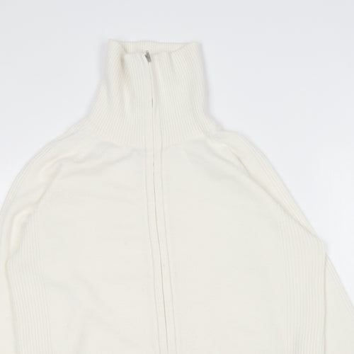George Womens Ivory Collared  Acrylic Full Zip Jumper Size 16