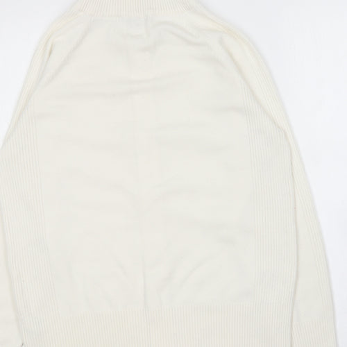 George Womens Ivory Collared  Acrylic Full Zip Jumper Size 16