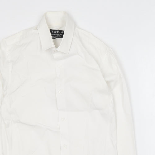 Topman Mens White  Cotton  Button-Up Size S Collared