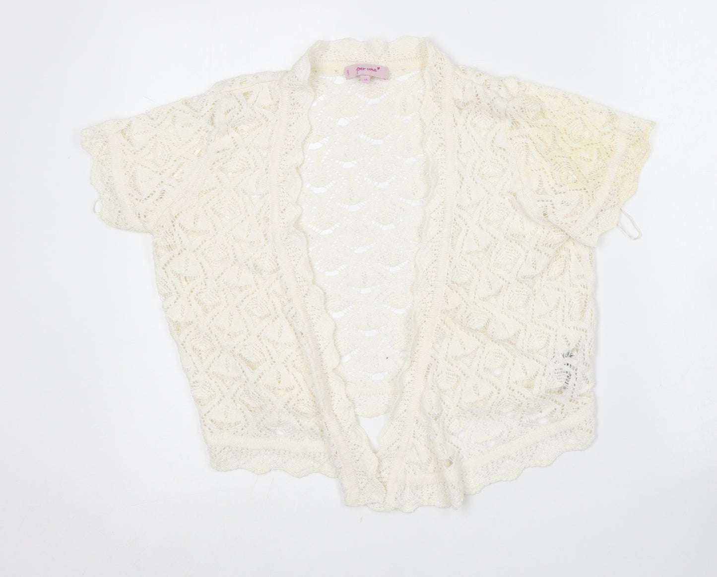 Per Una Womens Ivory V-Neck  Acrylic Cardigan Jumper Size 14