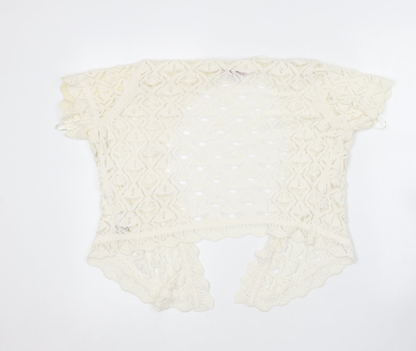 Per Una Womens Ivory V-Neck  Acrylic Cardigan Jumper Size 14