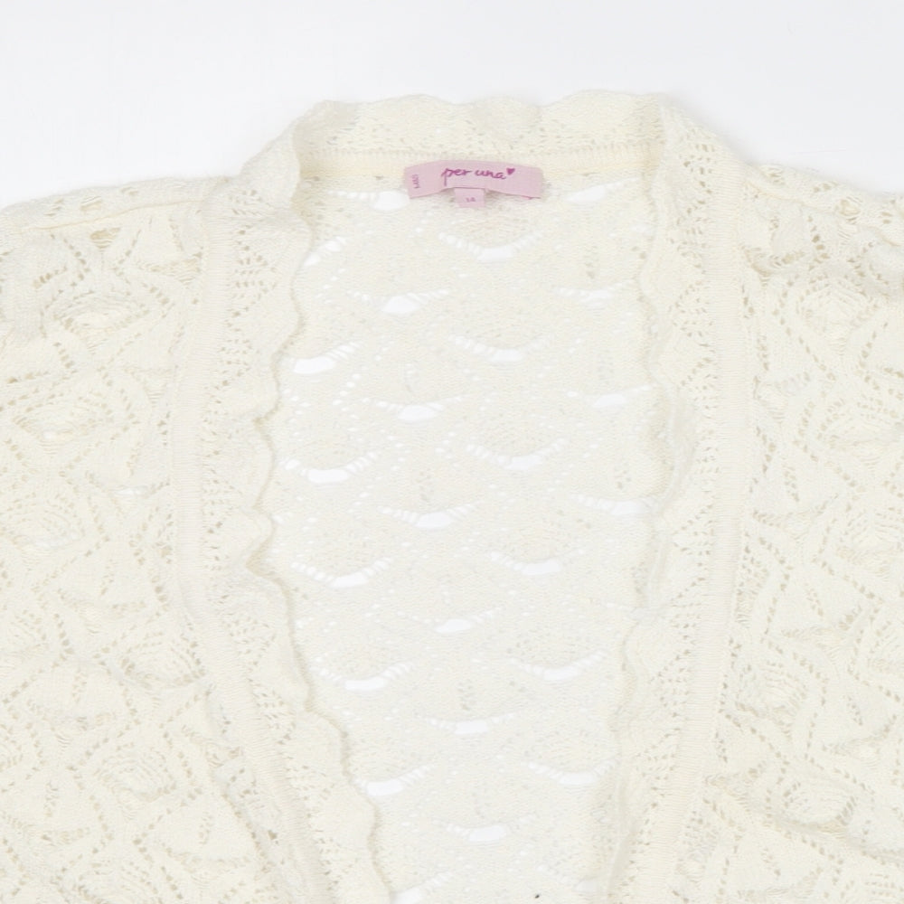 Per Una Womens Ivory V-Neck  Acrylic Cardigan Jumper Size 14