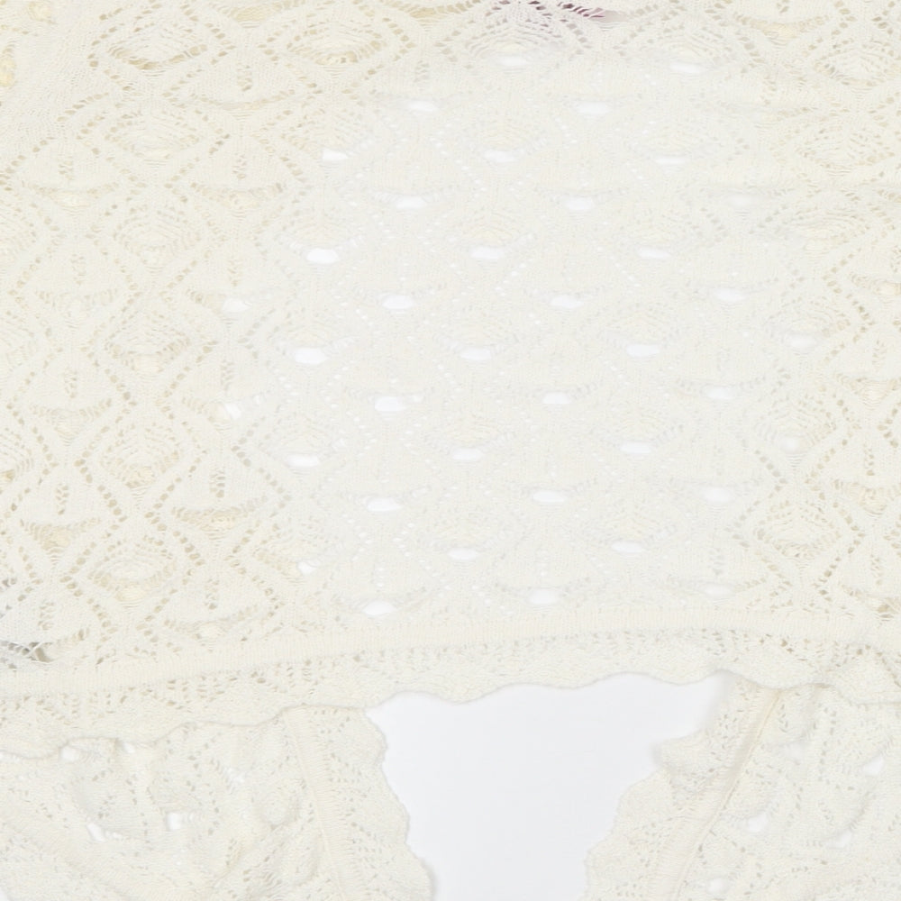 Per Una Womens Ivory V-Neck  Acrylic Cardigan Jumper Size 14