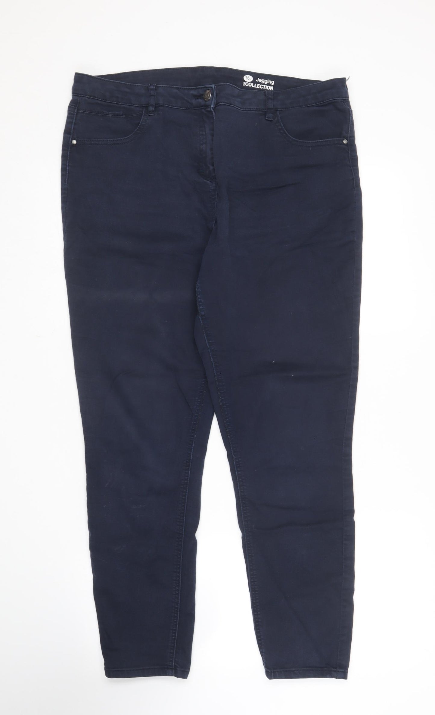 The Collection Womens Blue  Cotton Jegging Trousers Size 16 L25.5 in Regular