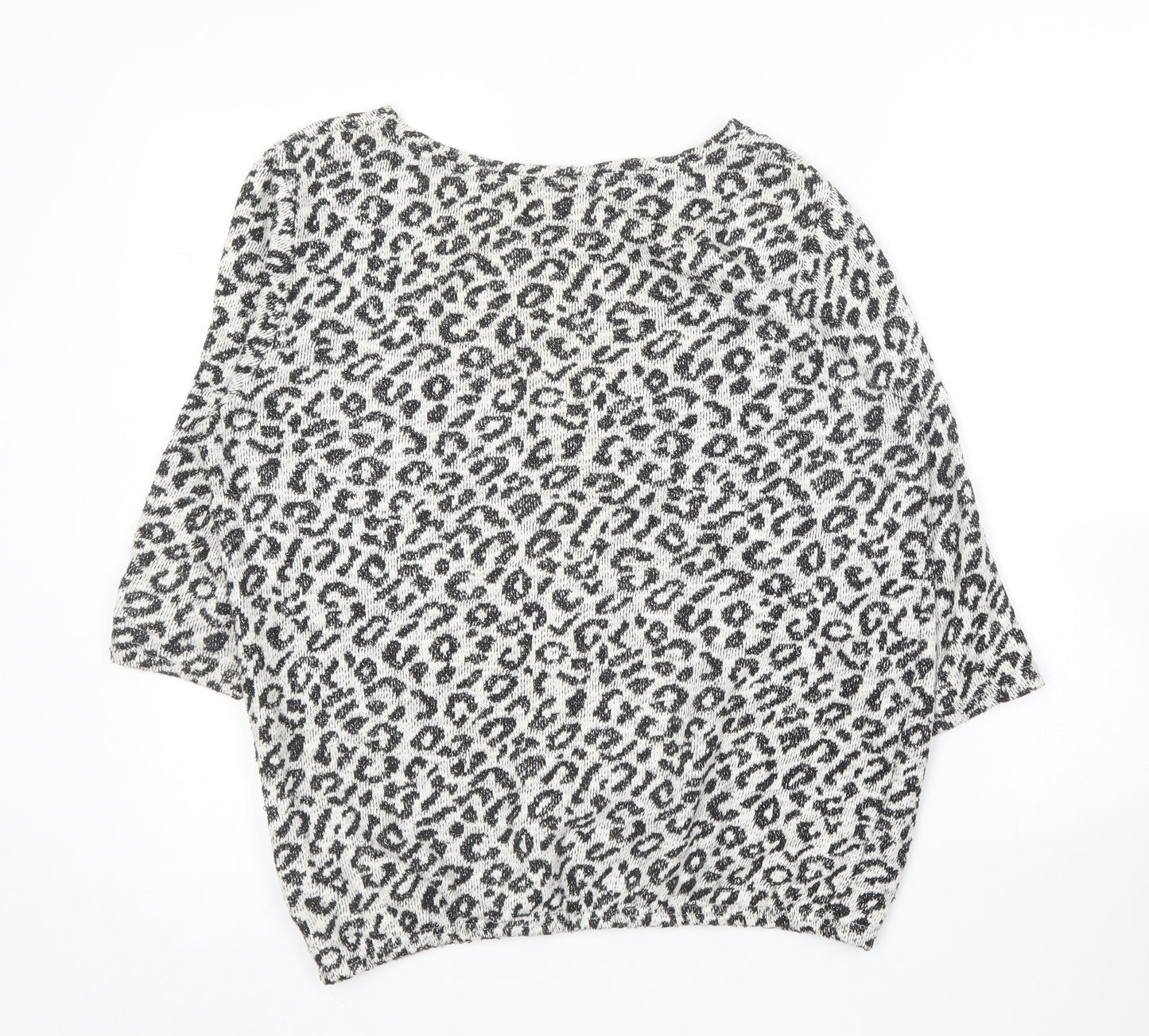 NEXT Womens Black Round Neck Animal Print Cotton Pullover Jumper Size 16