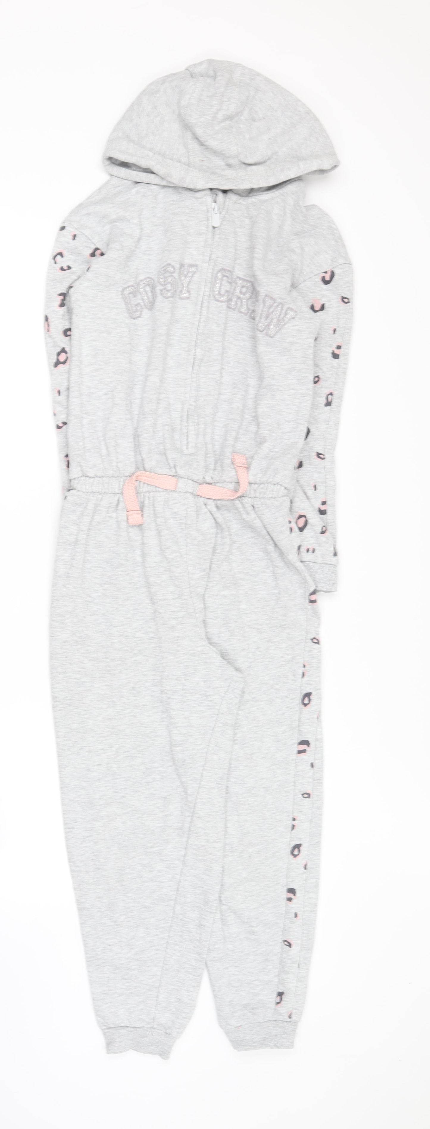George Girls Grey Solid Cotton Top One Piece Size 9-10 Years