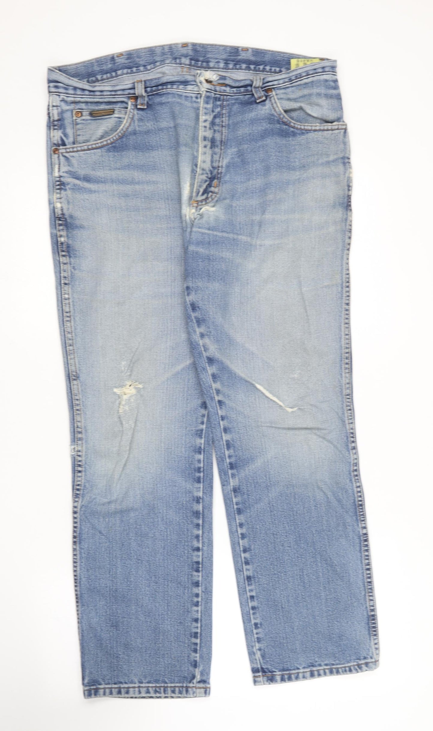 Wrangler Mens Blue  Cotton Straight Jeans Size 36 in L30 in Regular