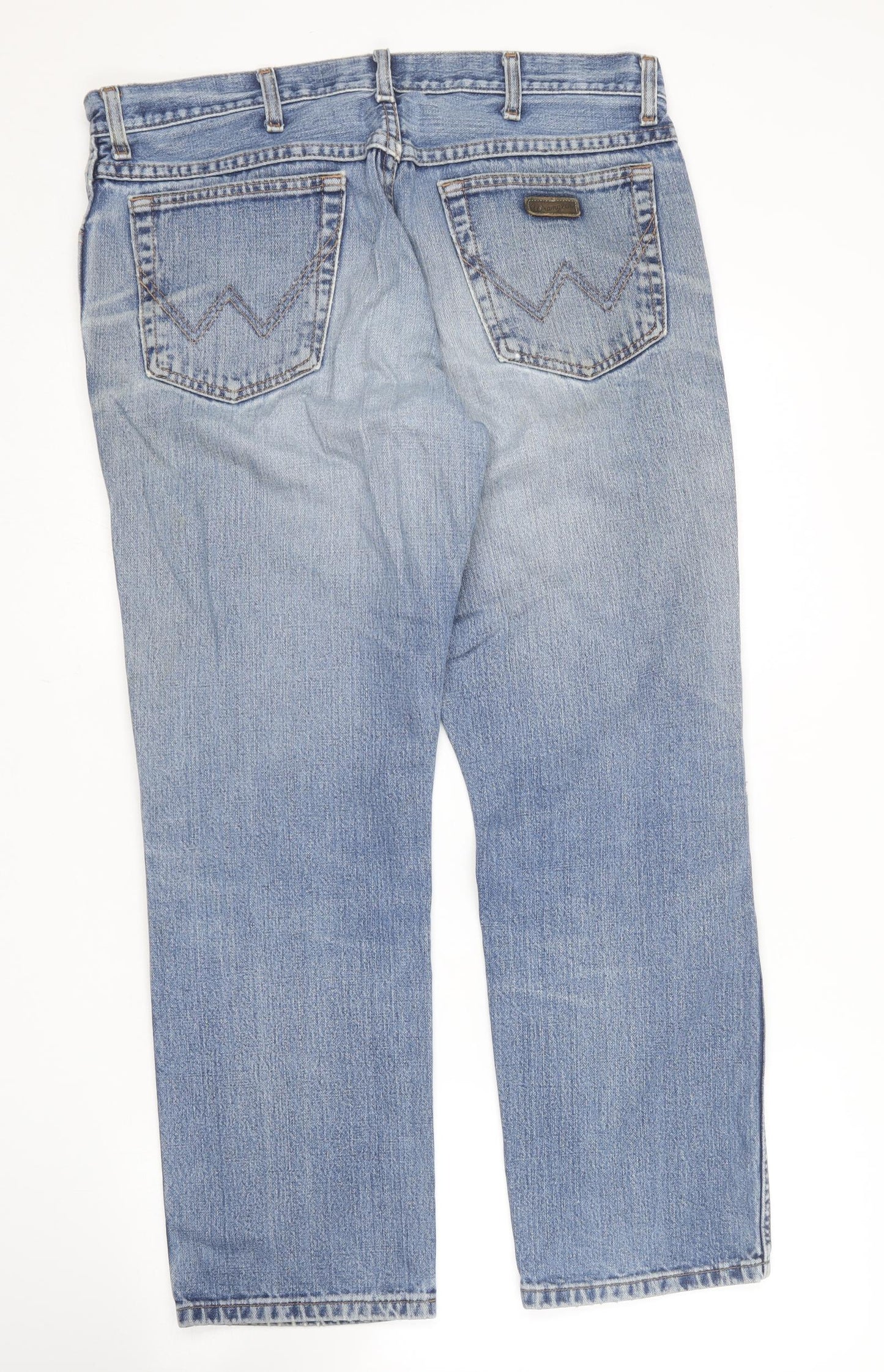 Wrangler Mens Blue  Cotton Straight Jeans Size 36 in L30 in Regular