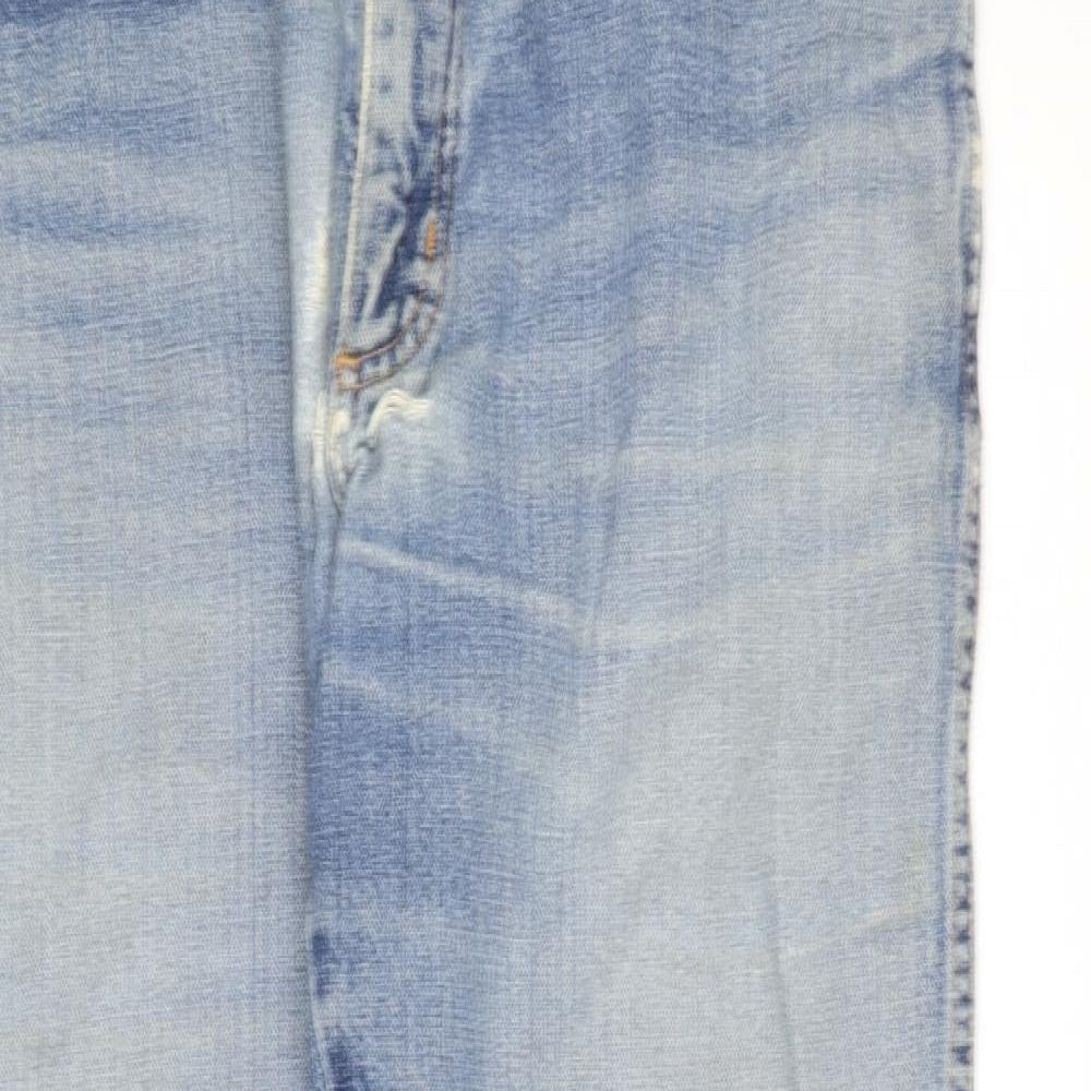 Wrangler Mens Blue  Cotton Straight Jeans Size 36 in L30 in Regular