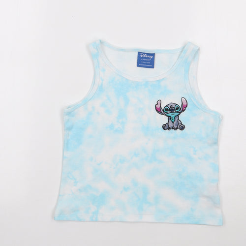 Primark Girls Blue  Cotton Jersey Tank Size 11-12 Years Round Neck Pullover - Stitch
