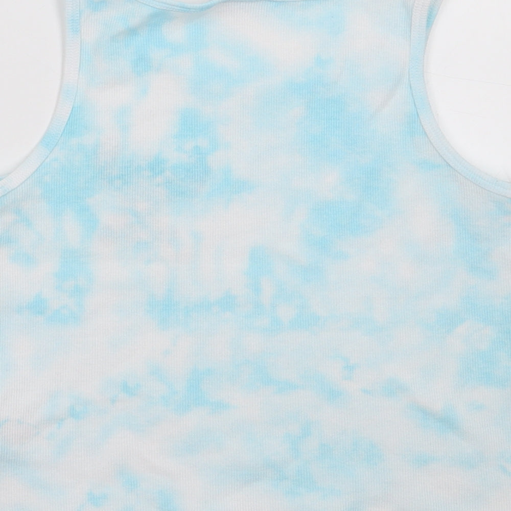 Primark Girls Blue  Cotton Jersey Tank Size 11-12 Years Round Neck Pullover - Stitch