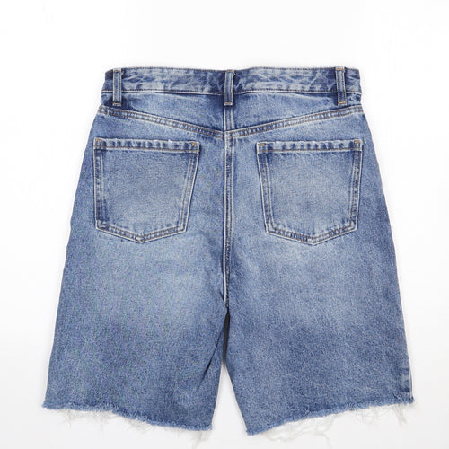 NEXT Womens Blue  100% Cotton Cut-Off Shorts Size 10 L9 in Regular Zip