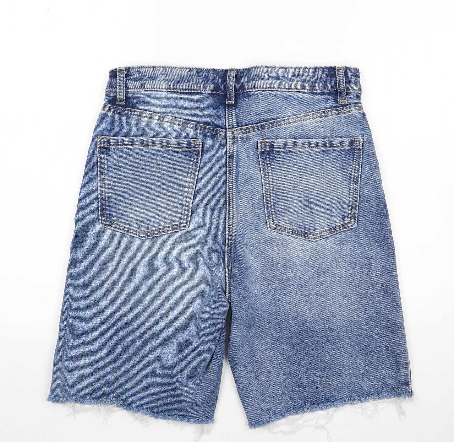 NEXT Womens Blue  100% Cotton Cut-Off Shorts Size 10 L9 in Regular Zip