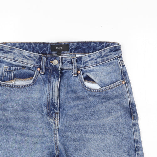 NEXT Womens Blue  100% Cotton Cut-Off Shorts Size 10 L9 in Regular Zip