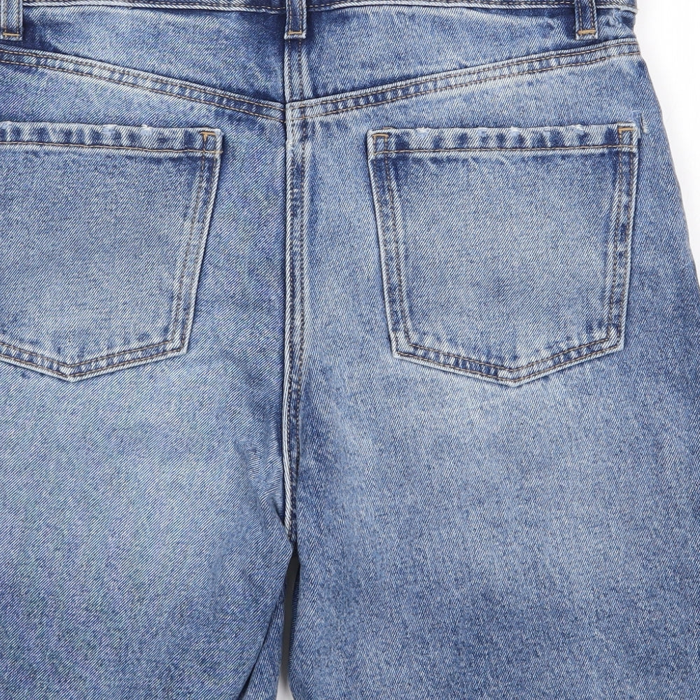 NEXT Womens Blue  100% Cotton Cut-Off Shorts Size 10 L9 in Regular Zip