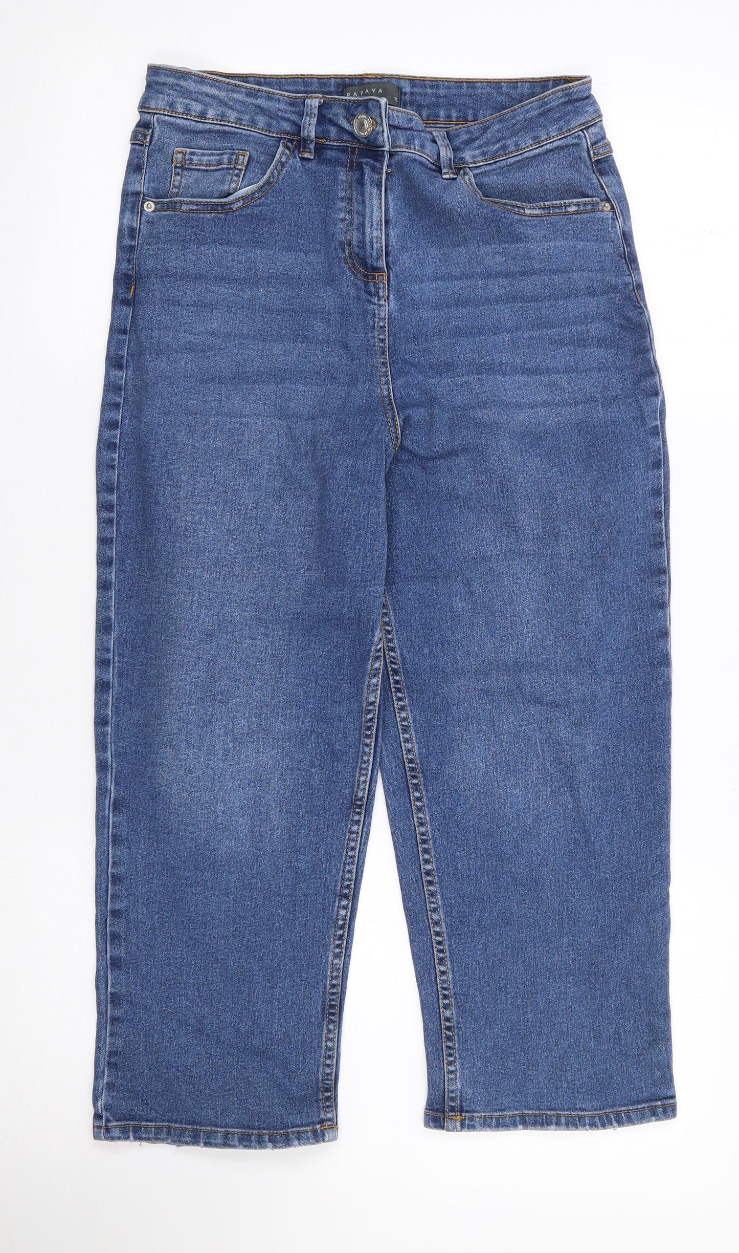 Papaya Womens Blue  Cotton Cropped Jeans Size 10 L21 in Regular Zip