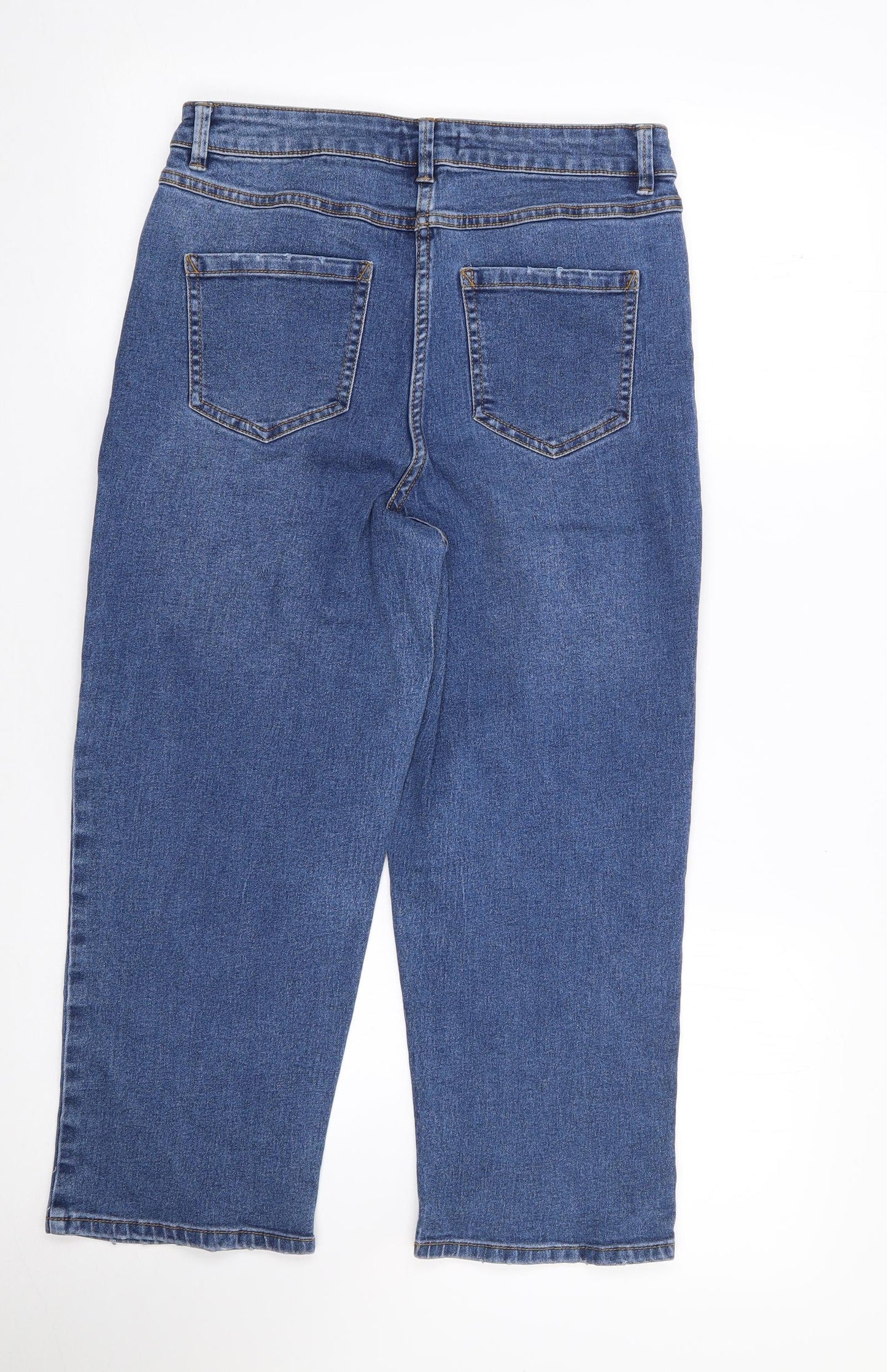 Papaya Womens Blue  Cotton Cropped Jeans Size 10 L21 in Regular Zip