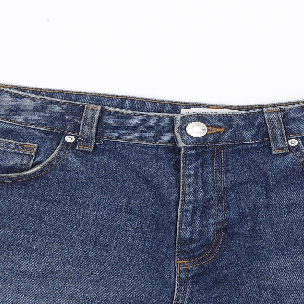 Primark Womens Blue  100% Cotton Hot Pants Shorts Size 14  Regular Zip