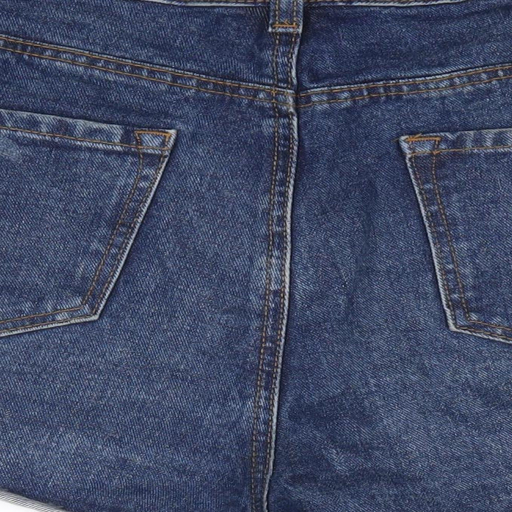 Primark Womens Blue  100% Cotton Hot Pants Shorts Size 14  Regular Zip