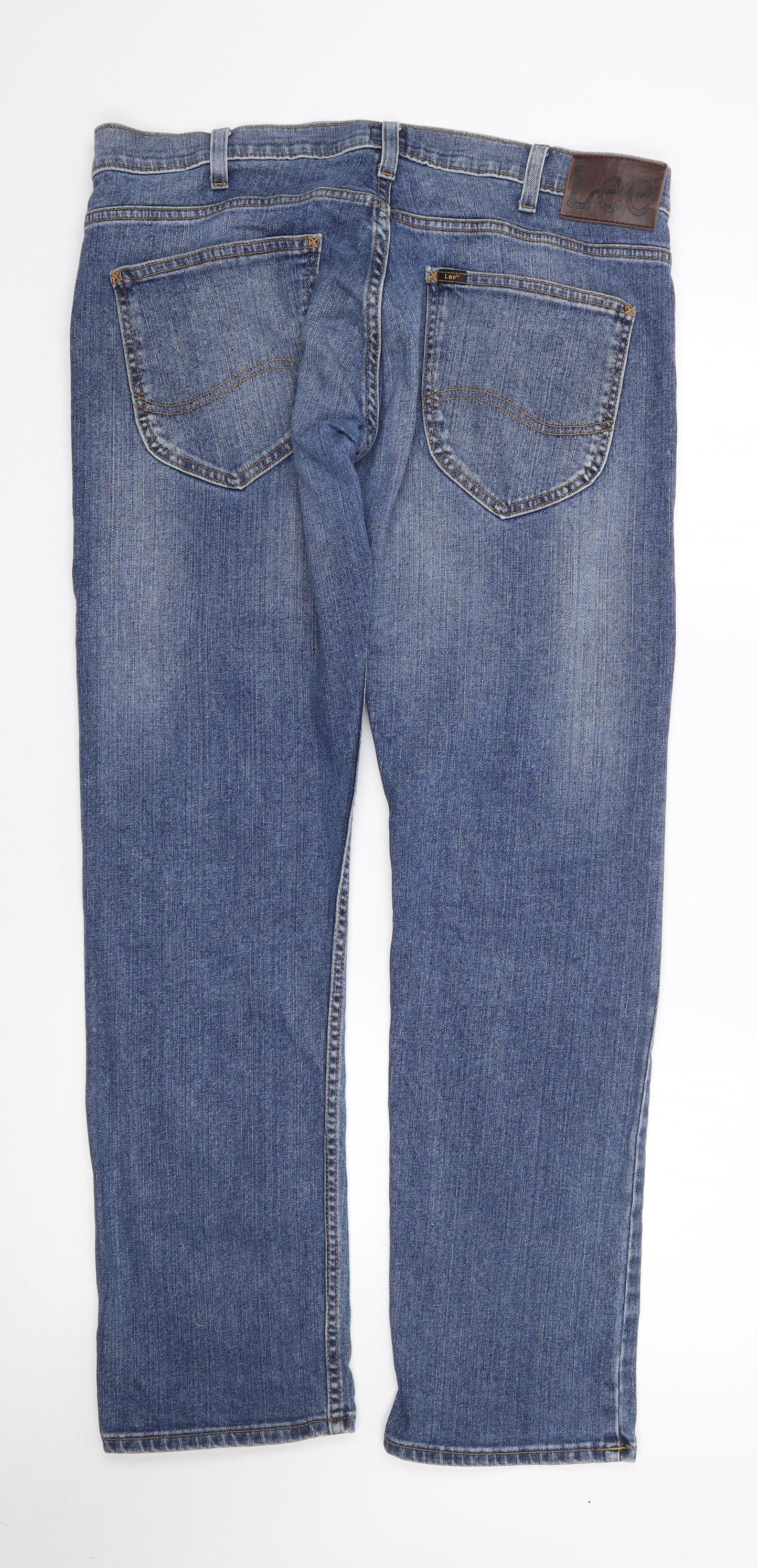 Lee Mens Blue  Cotton Straight Jeans Size 36 L31 in Regular Zip