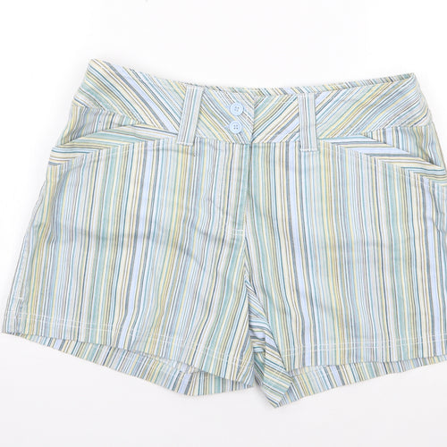 Next  Womens Multicoloured Striped Cotton Chino Shorts Size 14 L3 in Regular Button