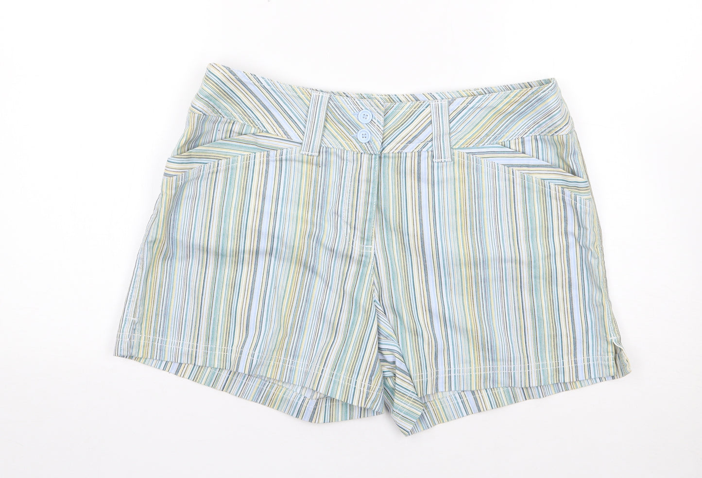 Next  Womens Multicoloured Striped Cotton Chino Shorts Size 14 L3 in Regular Button