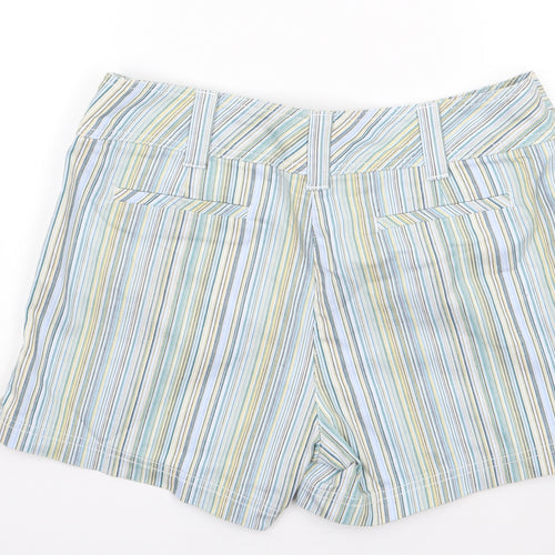 Next  Womens Multicoloured Striped Cotton Chino Shorts Size 14 L3 in Regular Button