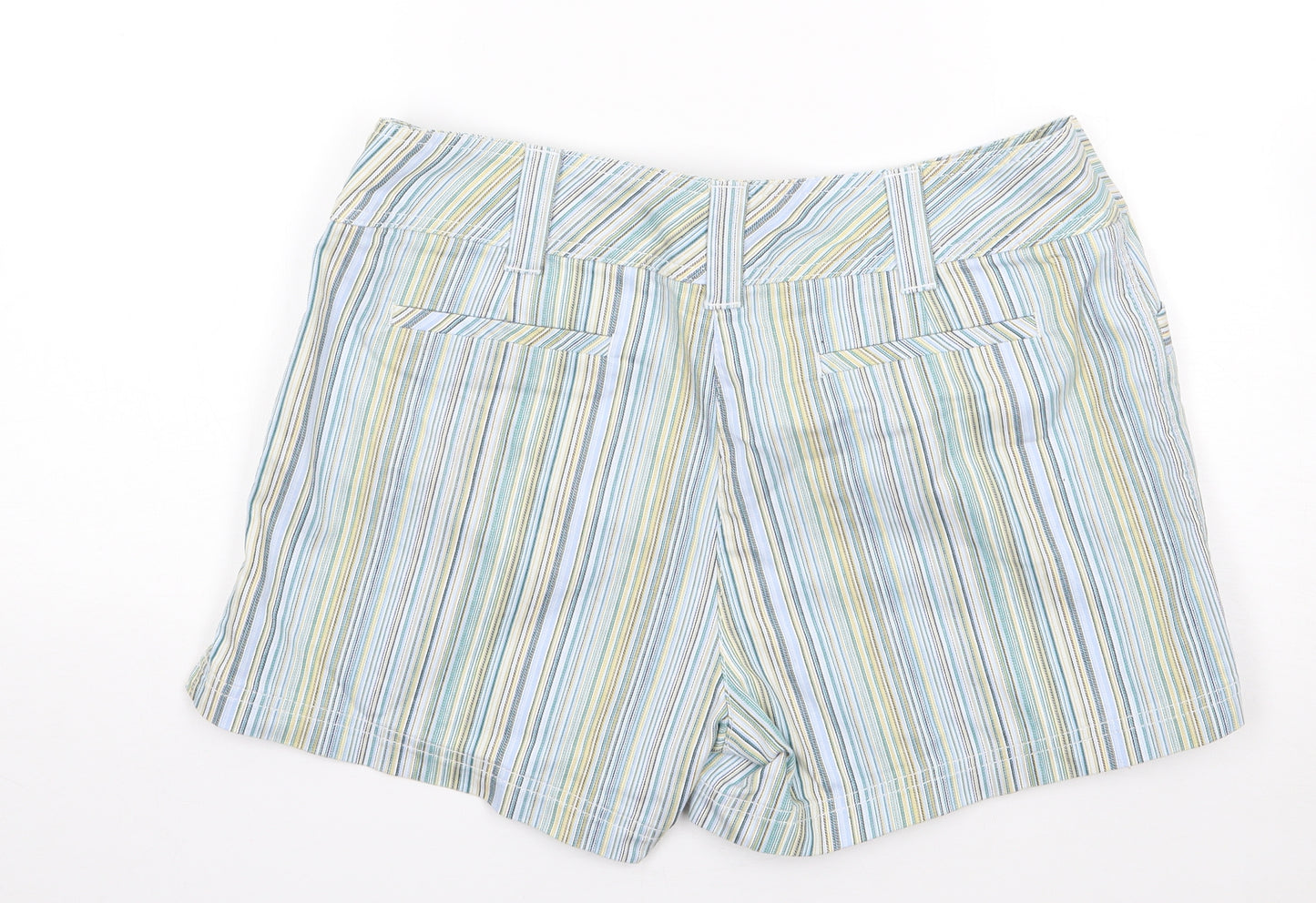 Next  Womens Multicoloured Striped Cotton Chino Shorts Size 14 L3 in Regular Button