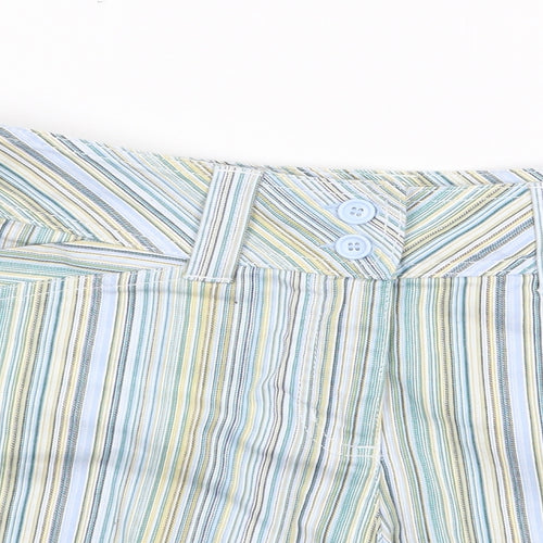 Next  Womens Multicoloured Striped Cotton Chino Shorts Size 14 L3 in Regular Button