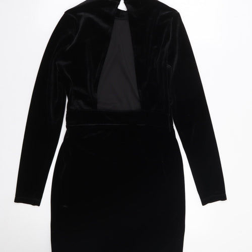 H&M  Womens Black  Polyester Bodycon  Size 12  Mock Neck Zip