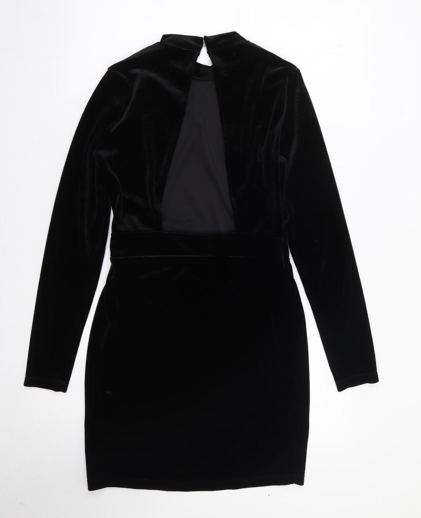 H&M  Womens Black  Polyester Bodycon  Size 12  Mock Neck Zip