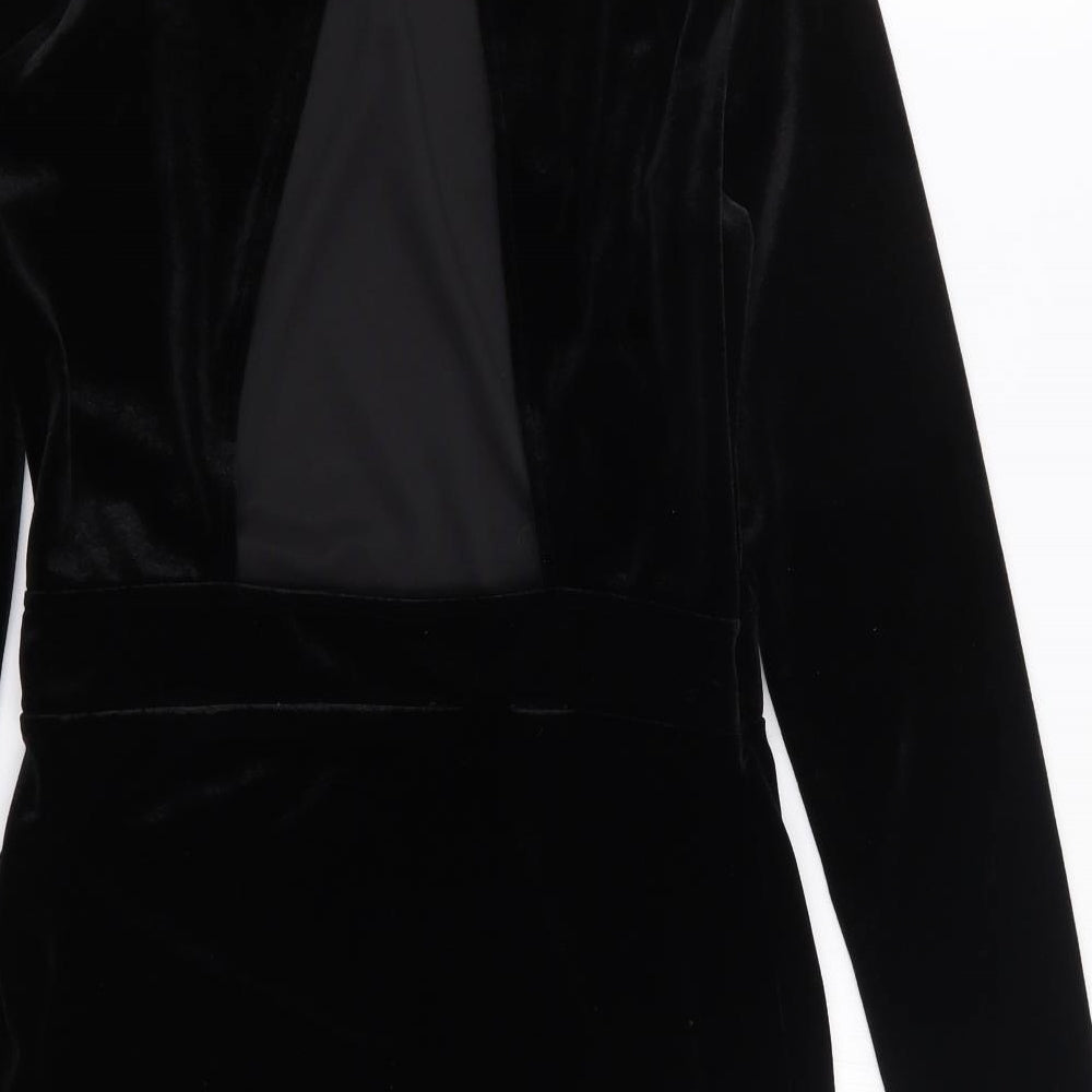 H&M  Womens Black  Polyester Bodycon  Size 12  Mock Neck Zip
