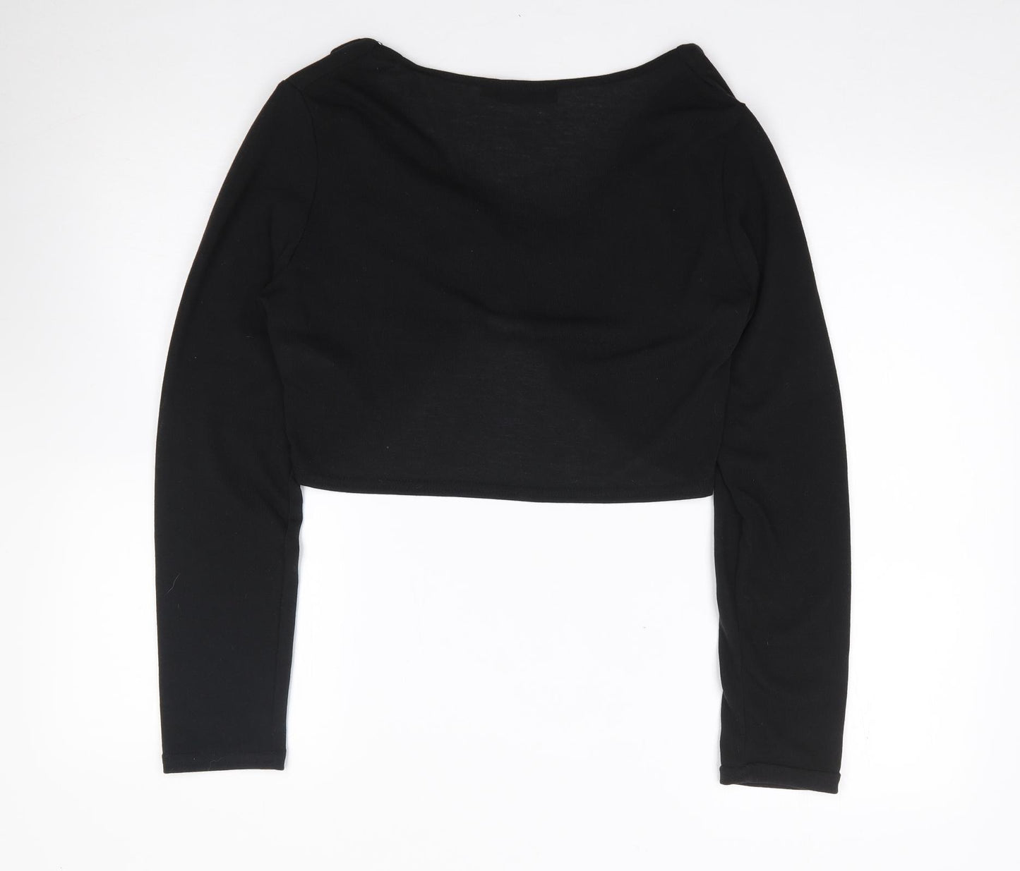 Pretty little Thing Womens Black  Polyester Cropped T-Shirt Size 16 V-Neck