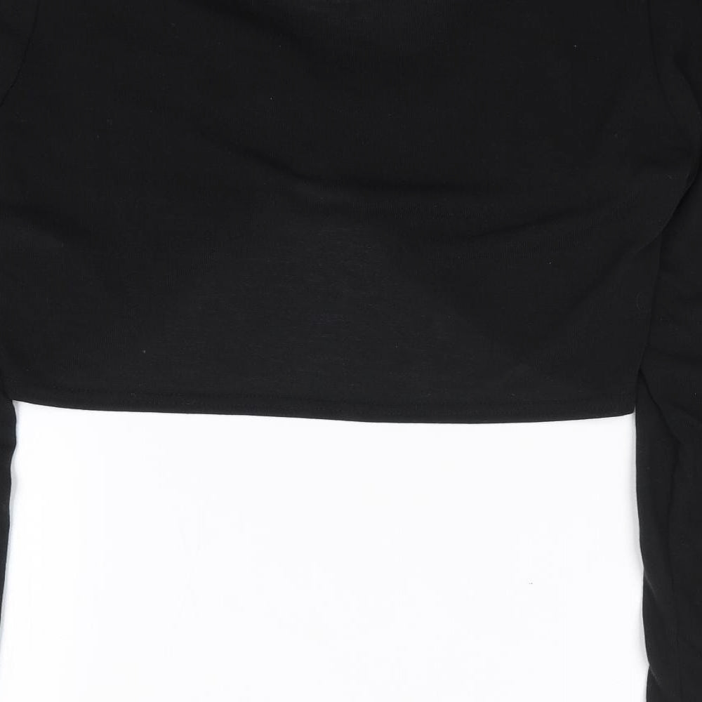 Pretty little Thing Womens Black  Polyester Cropped T-Shirt Size 16 V-Neck