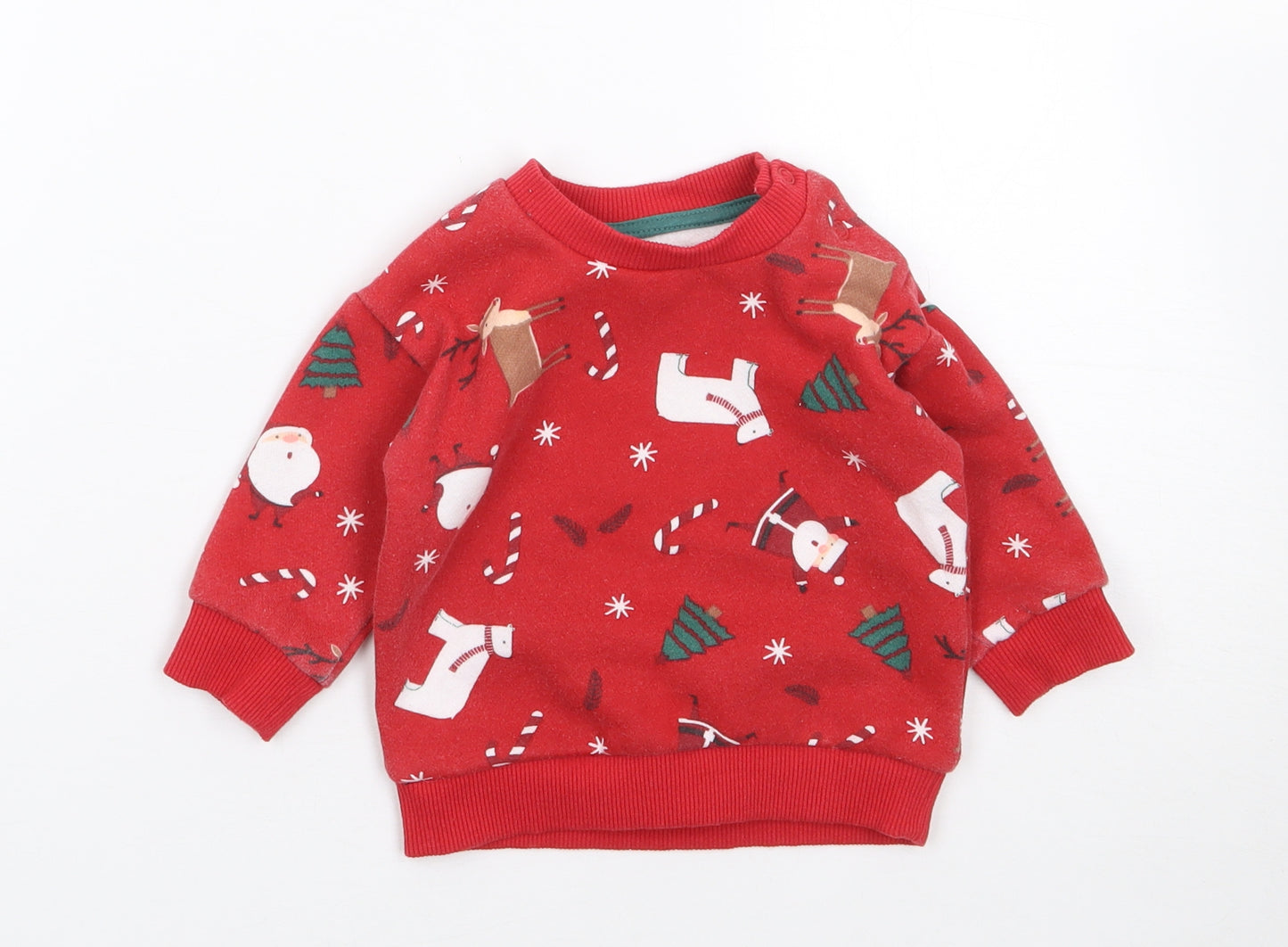 Primark Boys Red Geometric Cotton Pullover Jumper Size 6-9 Months  Pullover - Christmas