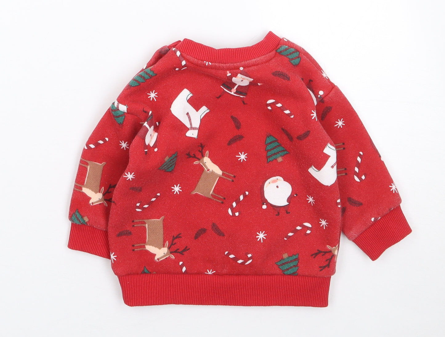 Primark Boys Red Geometric Cotton Pullover Jumper Size 6-9 Months  Pullover - Christmas