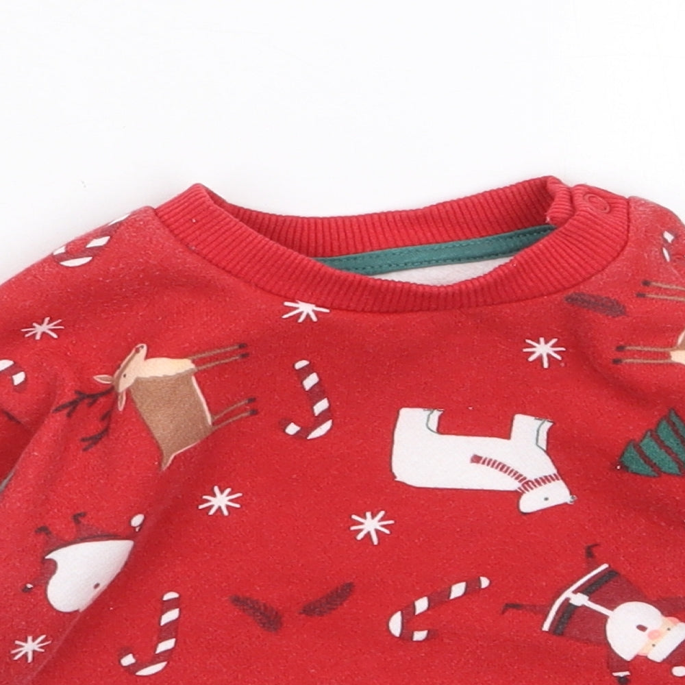 Primark Boys Red Geometric Cotton Pullover Jumper Size 6-9 Months  Pullover - Christmas