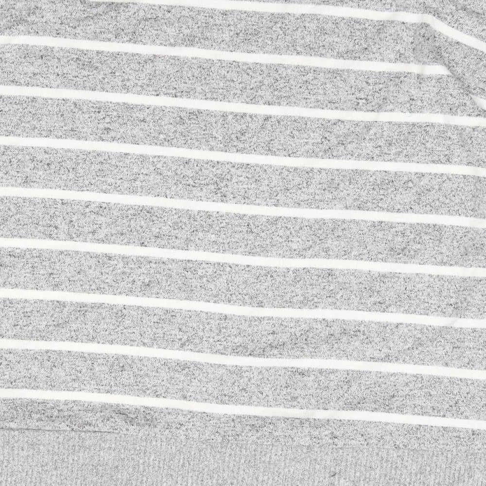 Marks and Spencer Womens Grey Mock Neck Striped Viscose Pullover Jumper Size 14