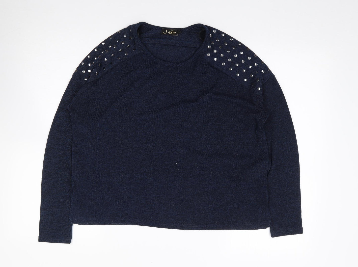 New Look  Womens Blue Round Neck  Polyester Pullover Jumper Size 12