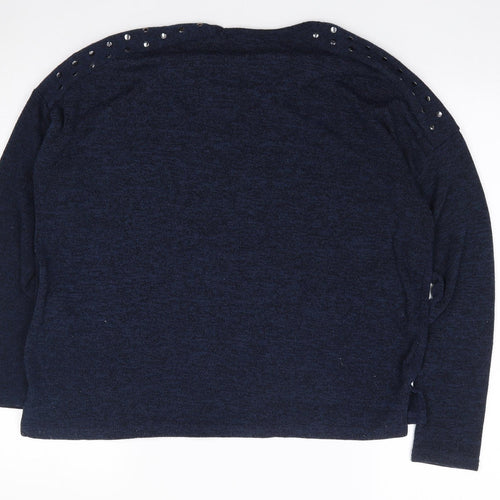 New Look  Womens Blue Round Neck  Polyester Pullover Jumper Size 12