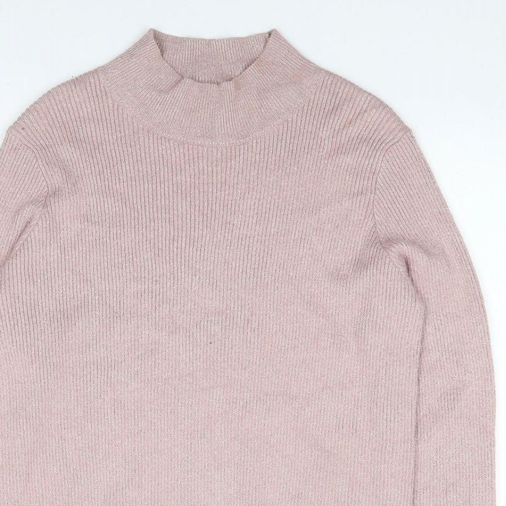 TU Womens Pink High Neck  Viscose Pullover Jumper Size 14