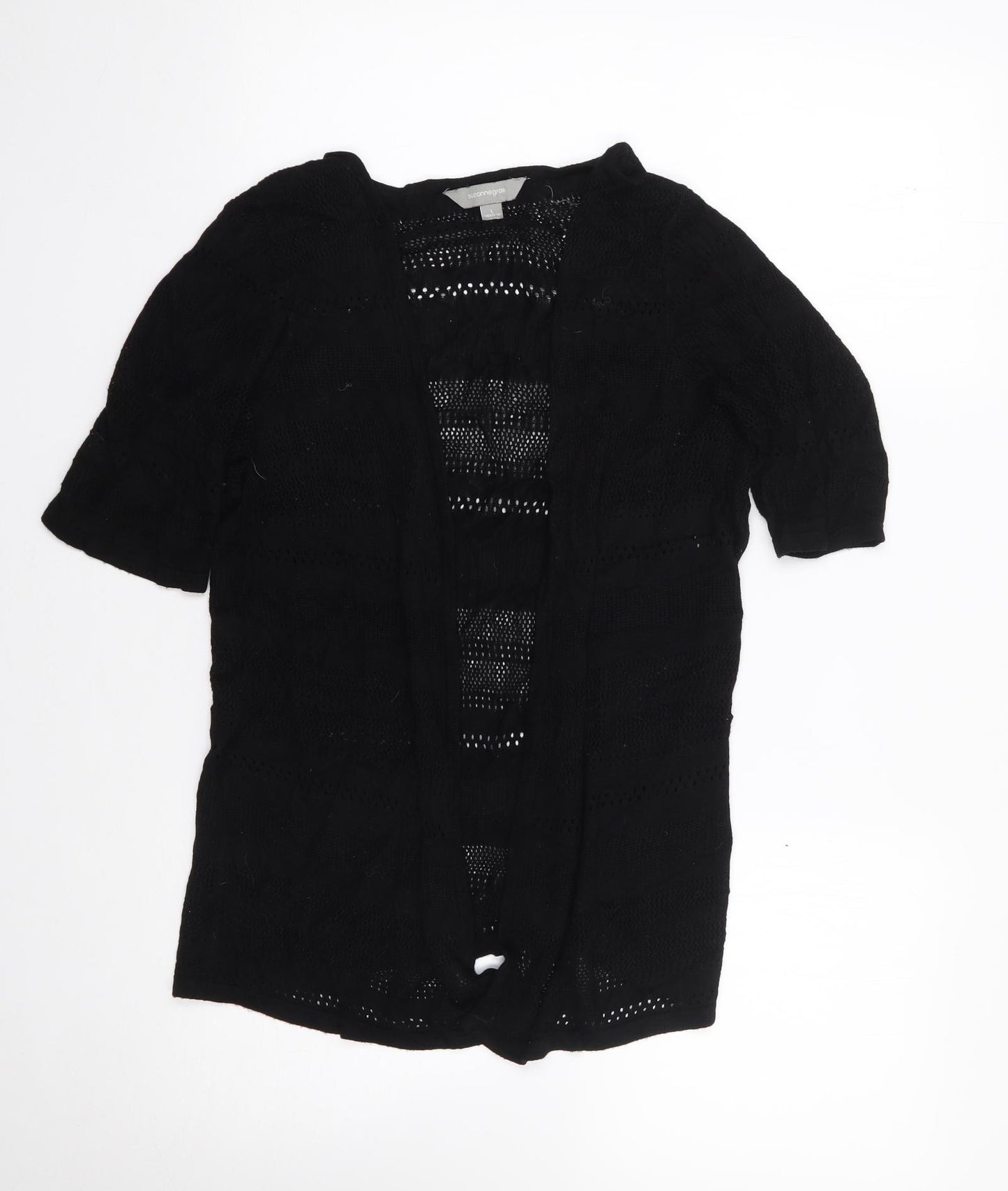 Suzanne Grae Womens Black V-Neck  Acrylic Cardigan Jumper Size L