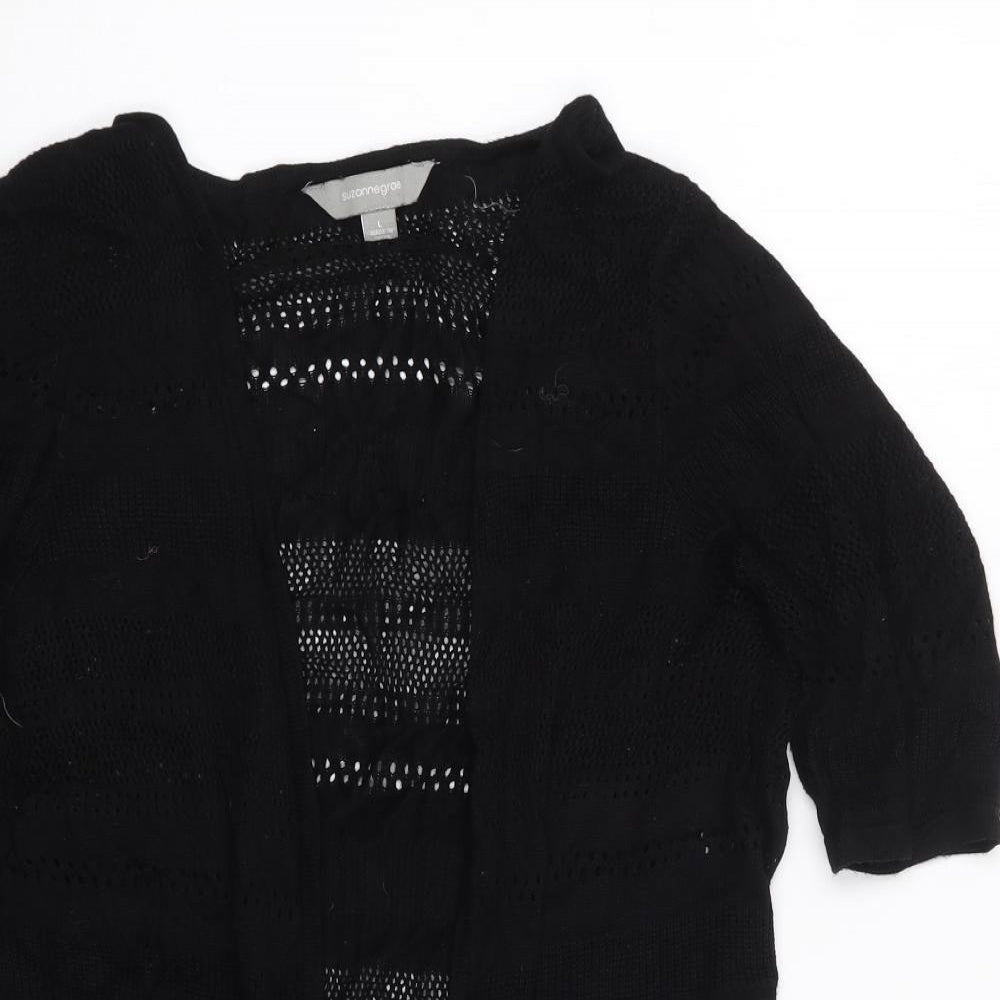 Suzanne Grae Womens Black V-Neck  Acrylic Cardigan Jumper Size L