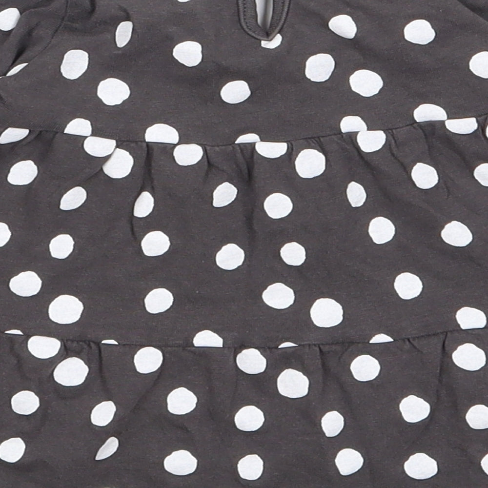 Primark Girls Grey Polka Dot 100% Cotton Fit & Flare  Size 6-9 Months  Crew Neck Pullover