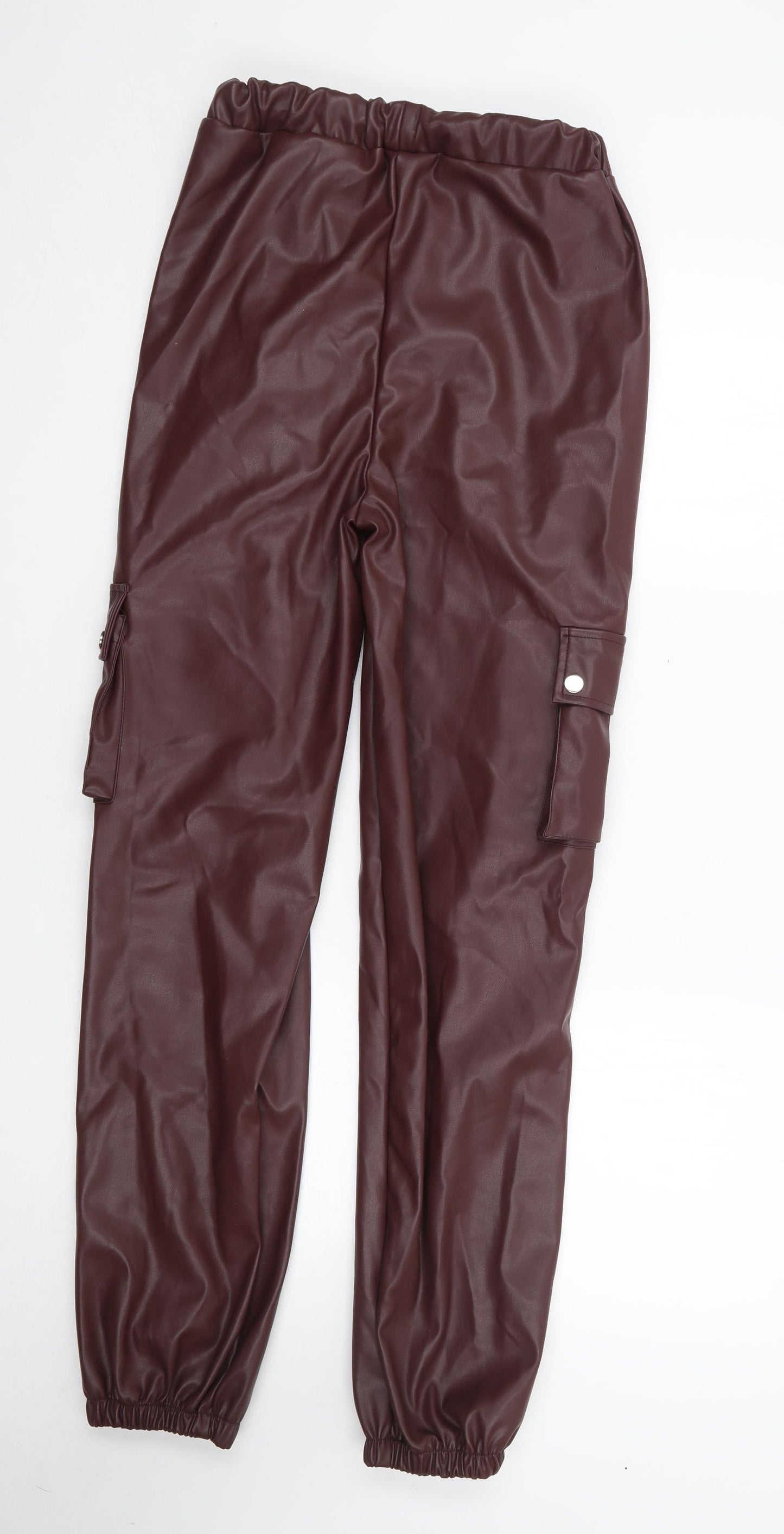Pretty Little Thing Womens Brown  Polyurethane Jogger Trousers Size 8 L29 in Regular