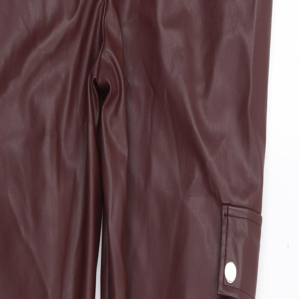 Pretty Little Thing Womens Brown  Polyurethane Jogger Trousers Size 8 L29 in Regular