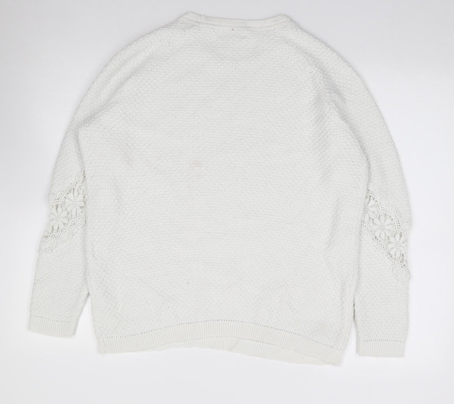 Rocha John Rocha Womens Ivory Round Neck  100% Cotton Pullover Jumper Size 14